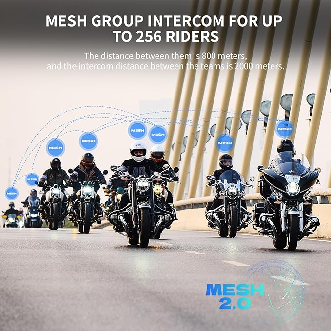 FreedConn FX Plus Motorcycle Helmet Bluetooth Headset, Auto-Join Mesh Network...
