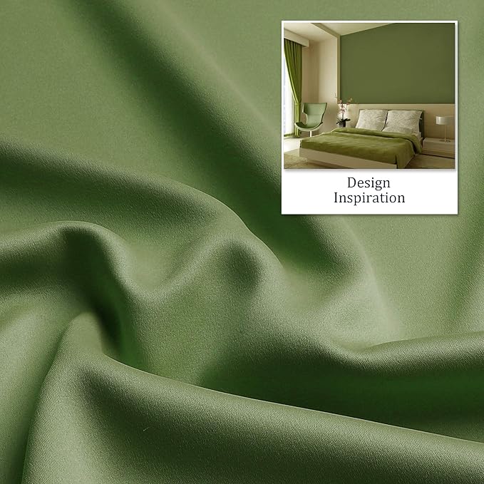 DUALIFE Grommet Curtains Sage Green 72 Inch Length 2 Panels Set Light Blocking