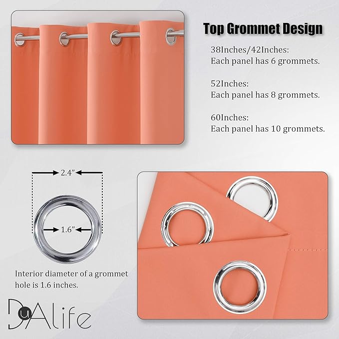 DUALIFE Extra Long 108 Inch Blackout Curtains Solid Grommet Thermal Insulated
