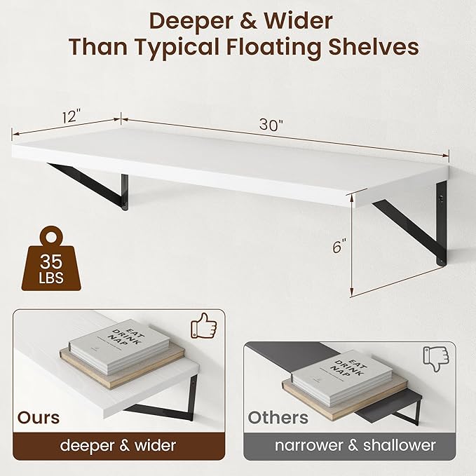 Axeman Deep Floating Shelves (Set of 2)