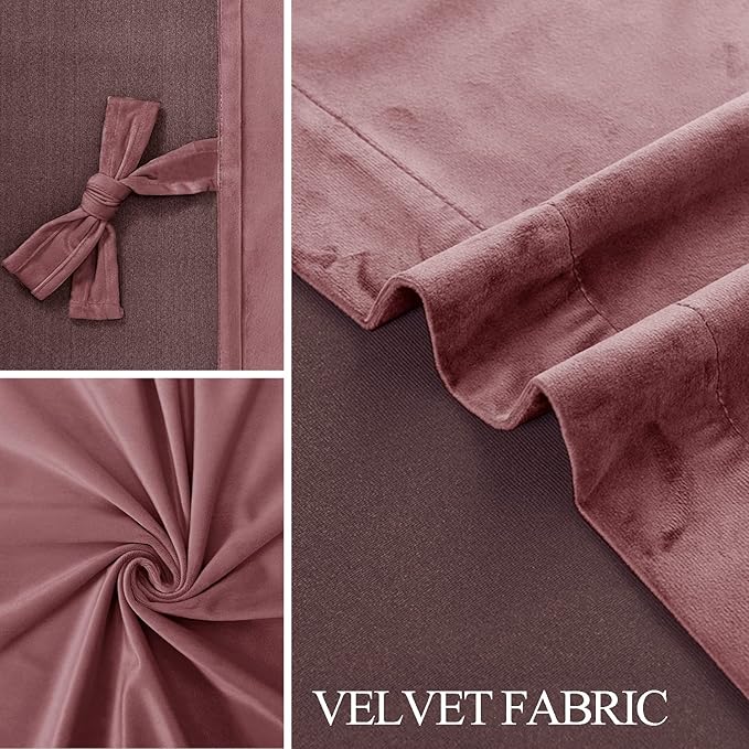JIUZHEN Velvet Curtains 90 inches Long (Set of 2)