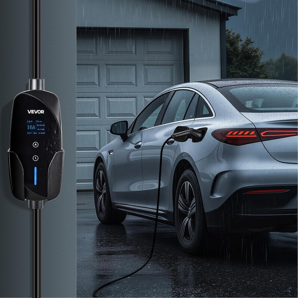 VEVOR Level 1 and Level 2 EV Charger, 16 amp 25 FT Cable, IP66 Weatherproof