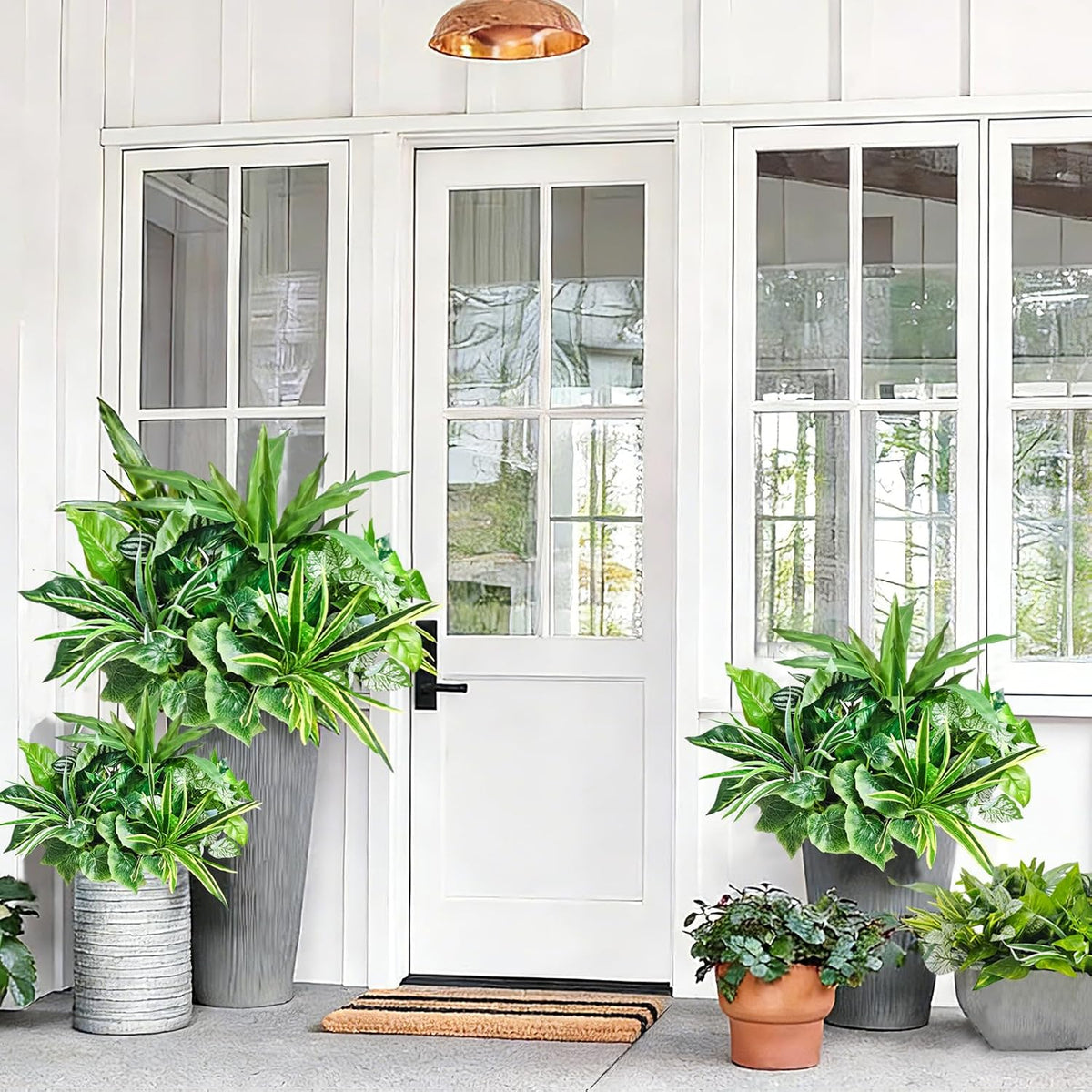 Artificial Plants for Outdoors Faux Greenery Leaves UV Resistant Fake Plant