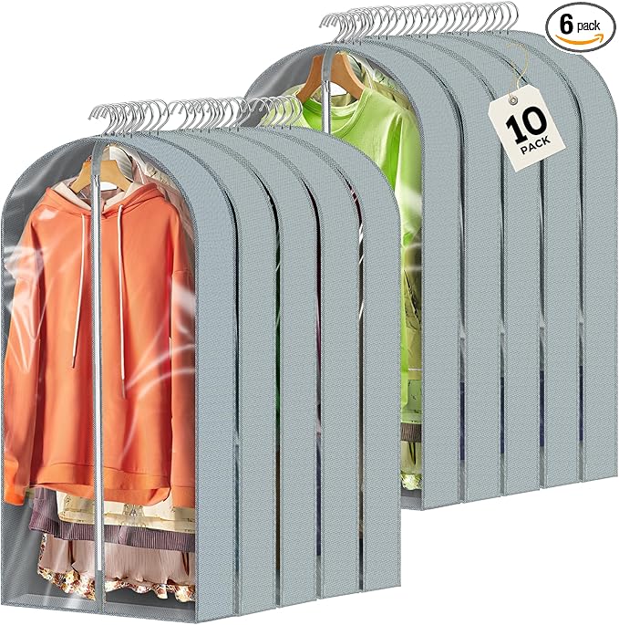 10 Pcs 40" Garment Bags for Hanging Clothes, Garment Bags Shoulder Covers
