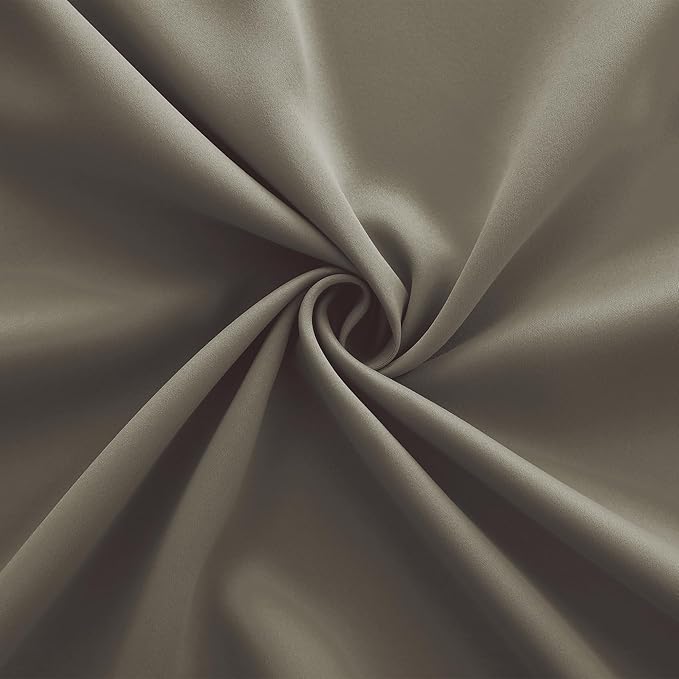 KOUFALL 90 Inch Blackout Curtains, Grommet Taupe Satin Polyester Thermal