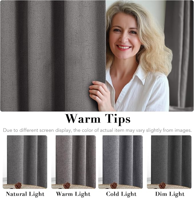 H.VERSAILTEX Linen Blackout Curtains 108 Inches Long 100% Absolutely Blackout