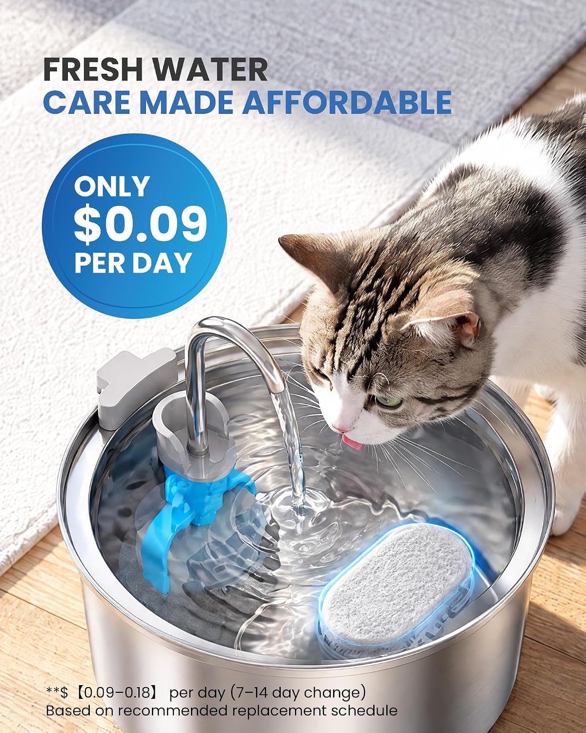 Official Tomxcute Cat Water Fountain Replacement Filters (24+24 Pack)
