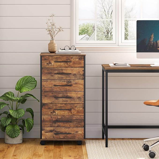 HOOBRO 7-Drawer File Cabinet, Wooden Office Cabinet