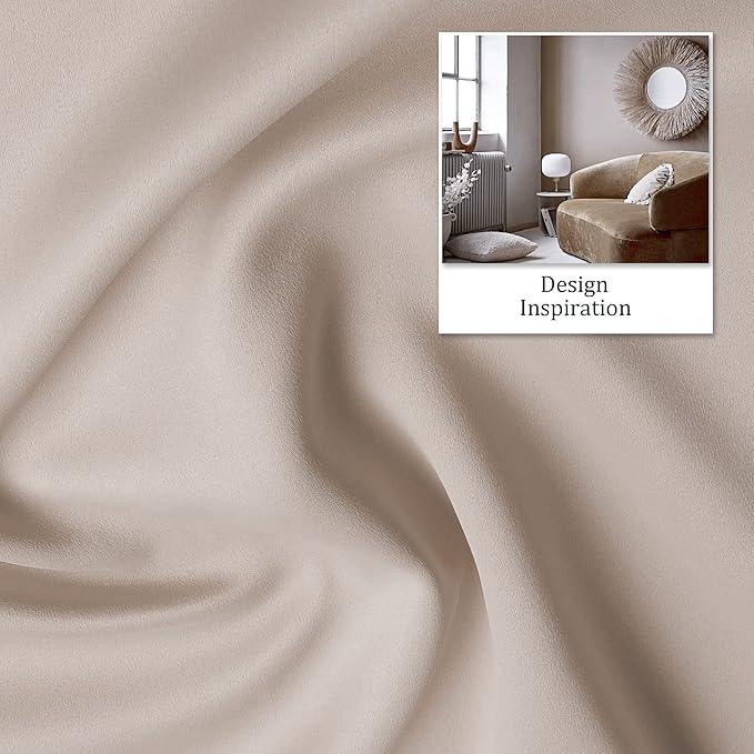 DUALIFE Warm Taupe Curtains 84 Inches Long Room Darkening Curtains Bedroom