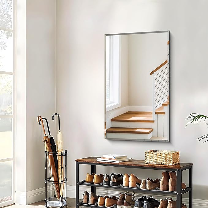 CILIBER Beveled Bathroom Mirror, 24x40 Large Frameless Mirrors