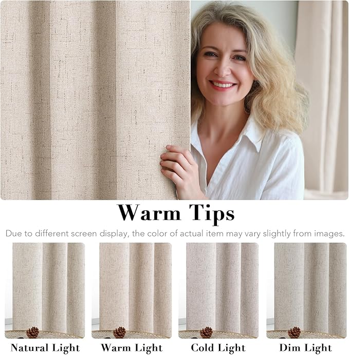 H.VERSAILTEX Blackout Linen Curtains, 100% Blackout Drapes Textured Blackout