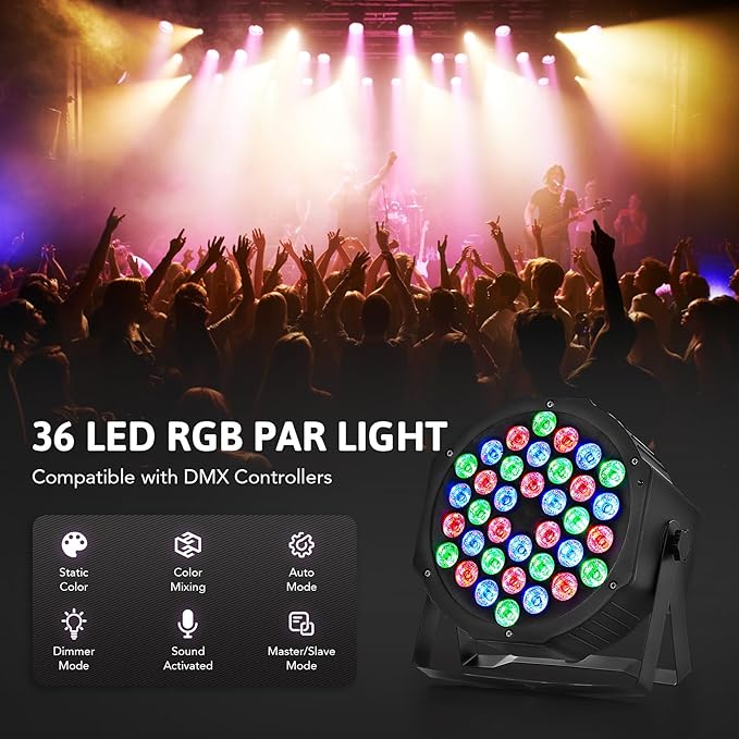 CO-Z 36 LED Stage Lights, RGB Par Lights (4 Pack)