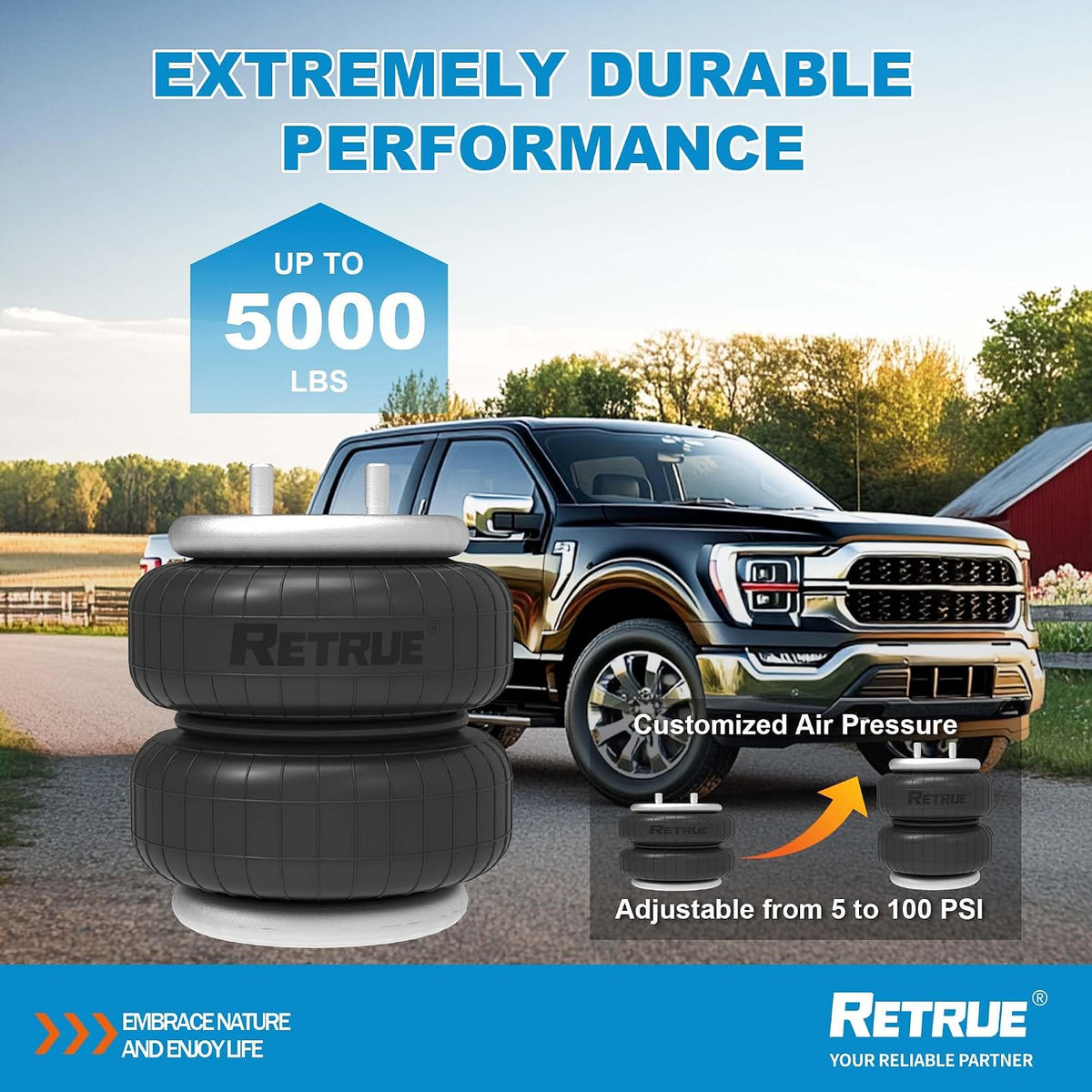 RETRUE Rear Air Bags Suspension Kit for 2015-2025 Ford F150