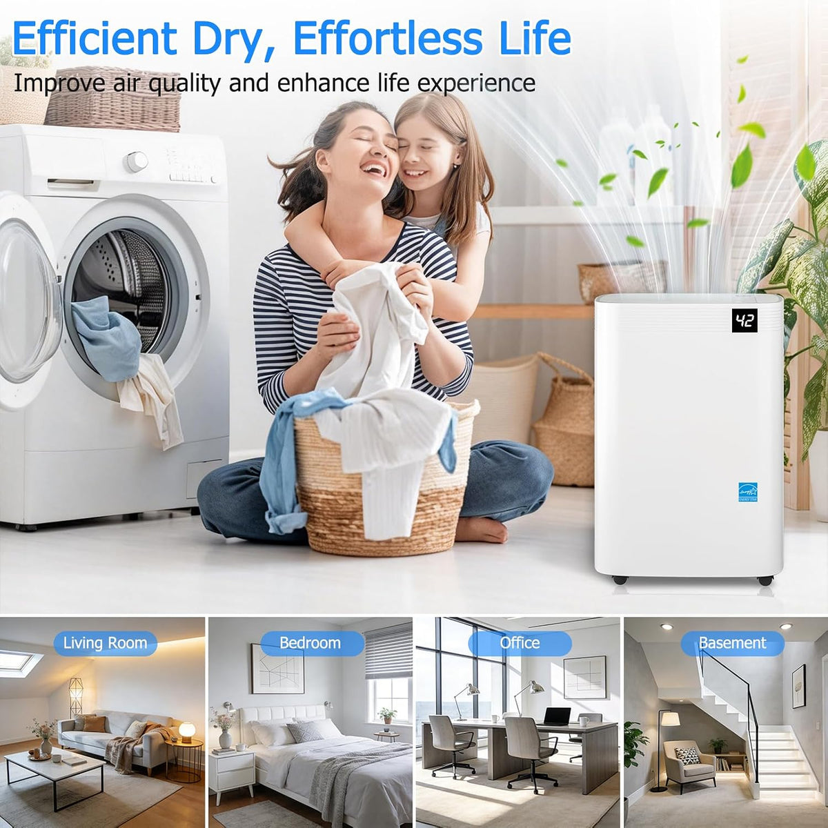 Ludatido 2026 Upgraded 80 Pint ENERGY STAR Basement Dehumidifier
