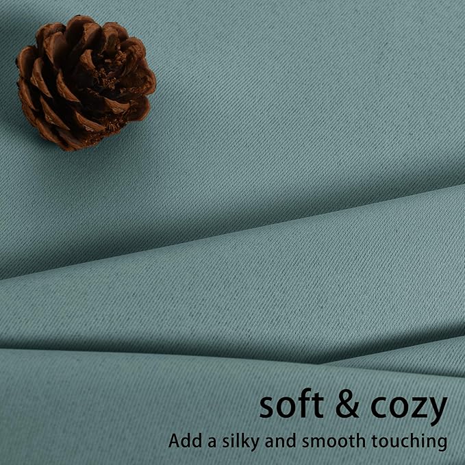JIUZHEN Stone Blue Blackout Curtains (Set of 2)