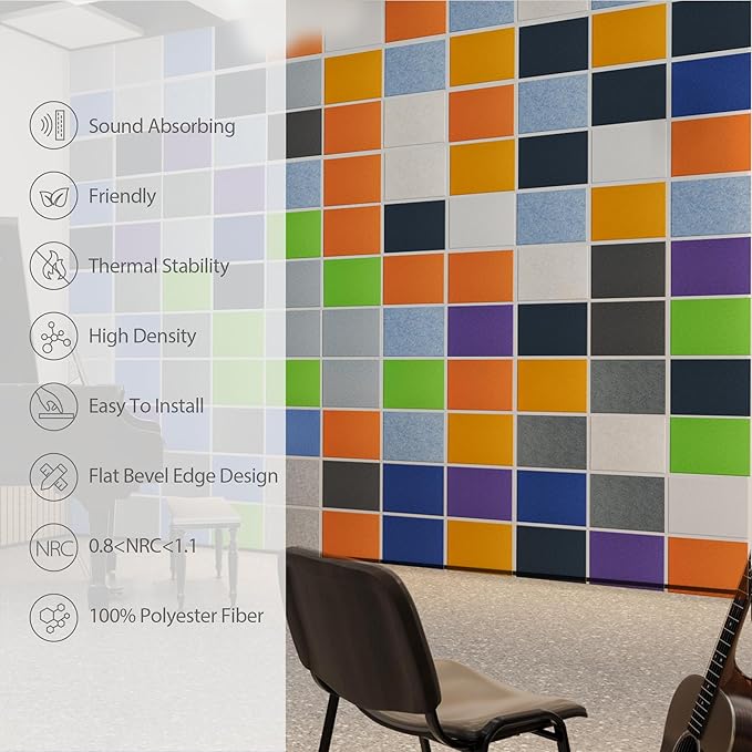 Amantech 12 Pack Acoustic Panels Self Adhesive Sound Proof Foam, High Density