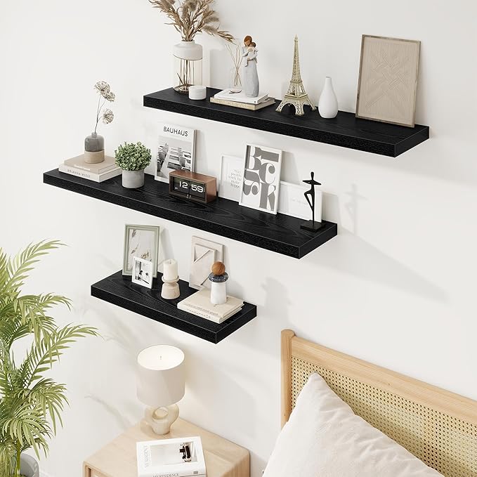 30in Floating Shelves for Wall, 2 Pack Long Wall Mounted Engineered Wood Shelves