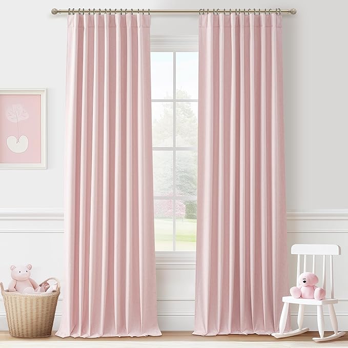 100 Inch Long Baby Pink Curtains 2 Panels Set