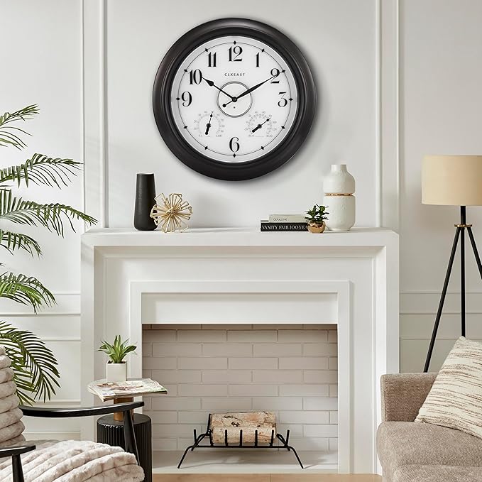 CLXEAST Illuminated Indoor Outdoor Clocks Waterproof 18 inch