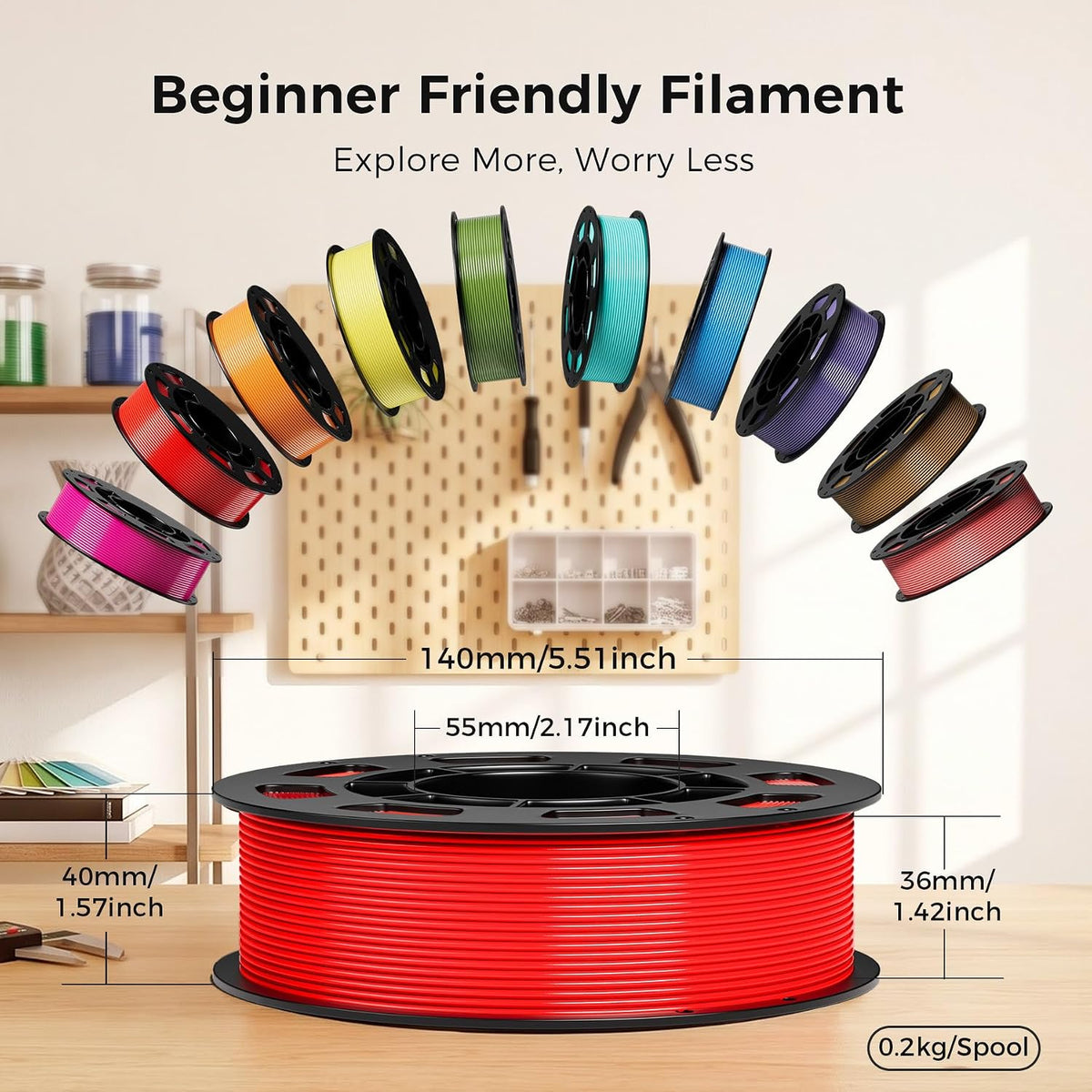 20 Color Bundle Elite PLA+ 3D Printer Filament, Multicolor Pack 4kg