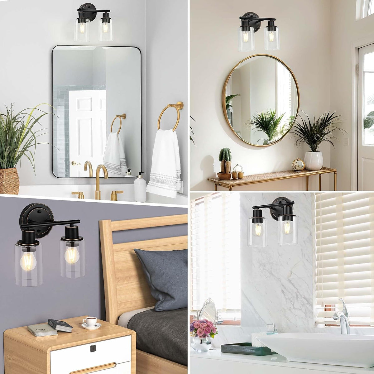 2-light Oil Rubbed Bronze Bathroom Light Fixtures for Vanity Mirror Sink