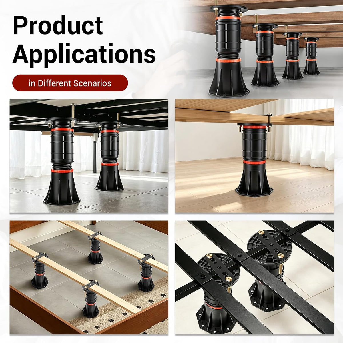 LOSCHEN 4 PCS Adjustable Bed Support Legs with Metal Fixing Accessories, 8.4-...