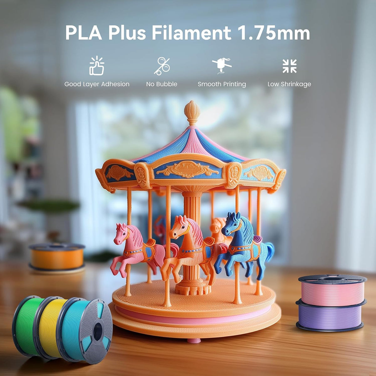 SUNLU 3D Printer Filament PLA Plus 1.75mm White 4KG