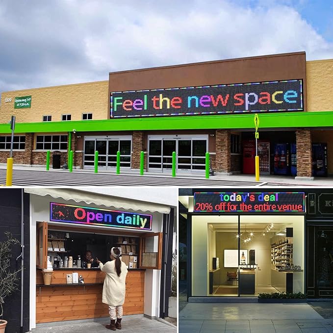 P10 77"X14"Programmable Led Sign Custom Scrolling Outdoor Digital D...