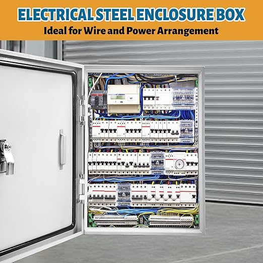 Outdoor Electrical Box 20 x 12 x 10''D NEMA 4X Enclosure Steel Box, W...