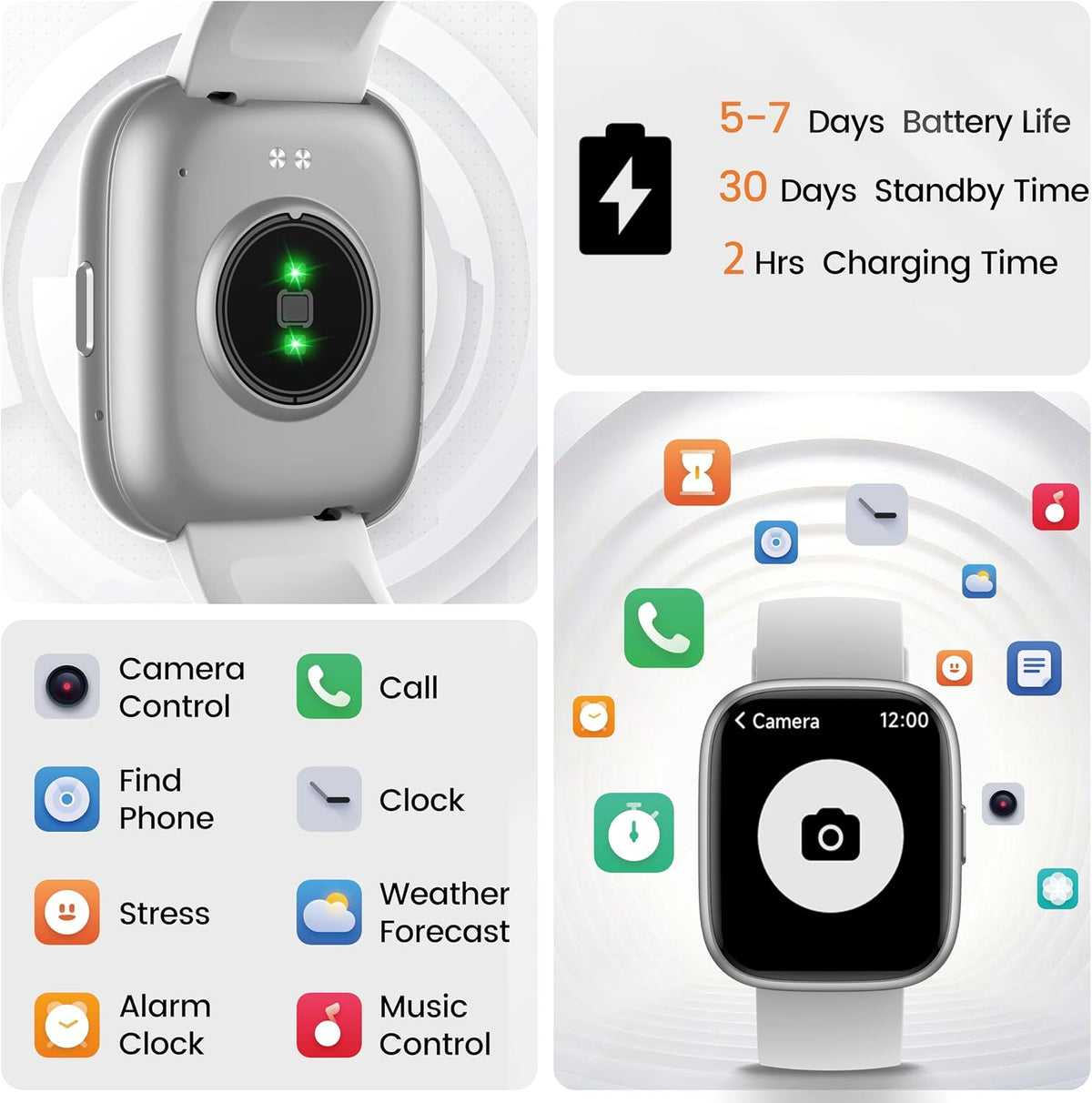 Smart Watch with Alexa Built-in, 1.83" HD Bluetooth Calling Fitness Tracker