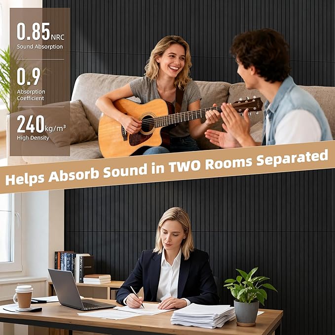TO-TH Wood-Look Acoustic Wall Panels, 10 Pack 47.2” x 23.6” Sound Panels