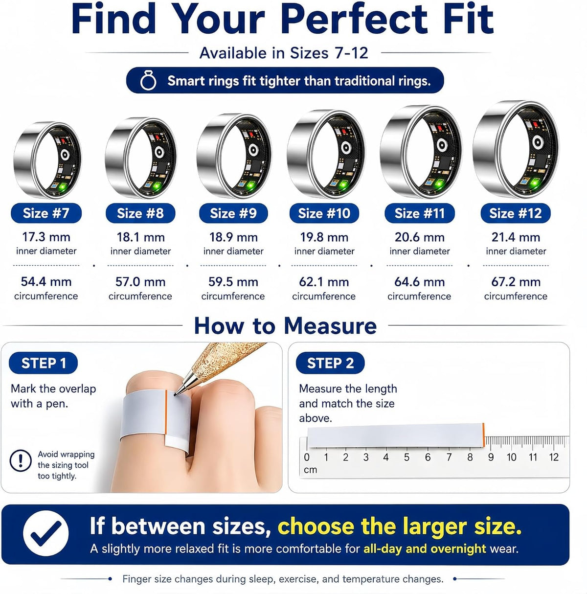 Smart Ring Health & Fitness Tracker for Men & Women (Silver, 10)
