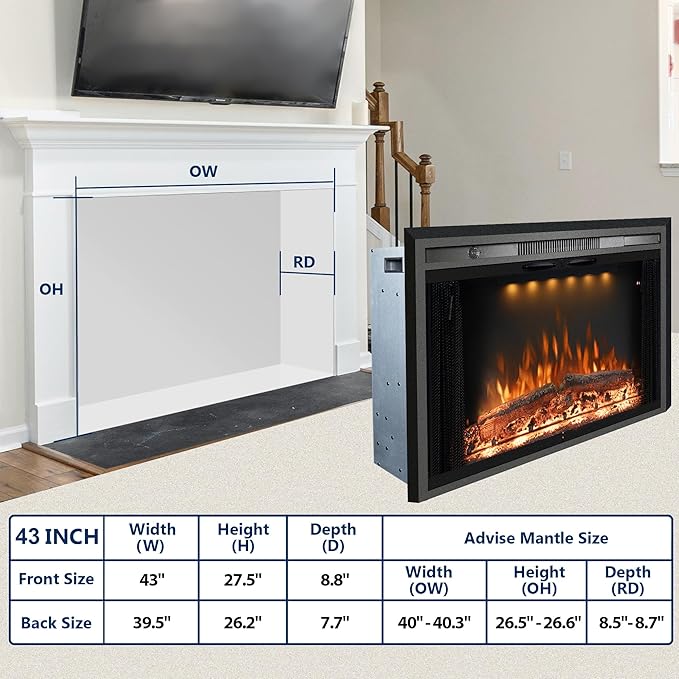 Trim Kit Designed for 43" Electric Fireplace Insert