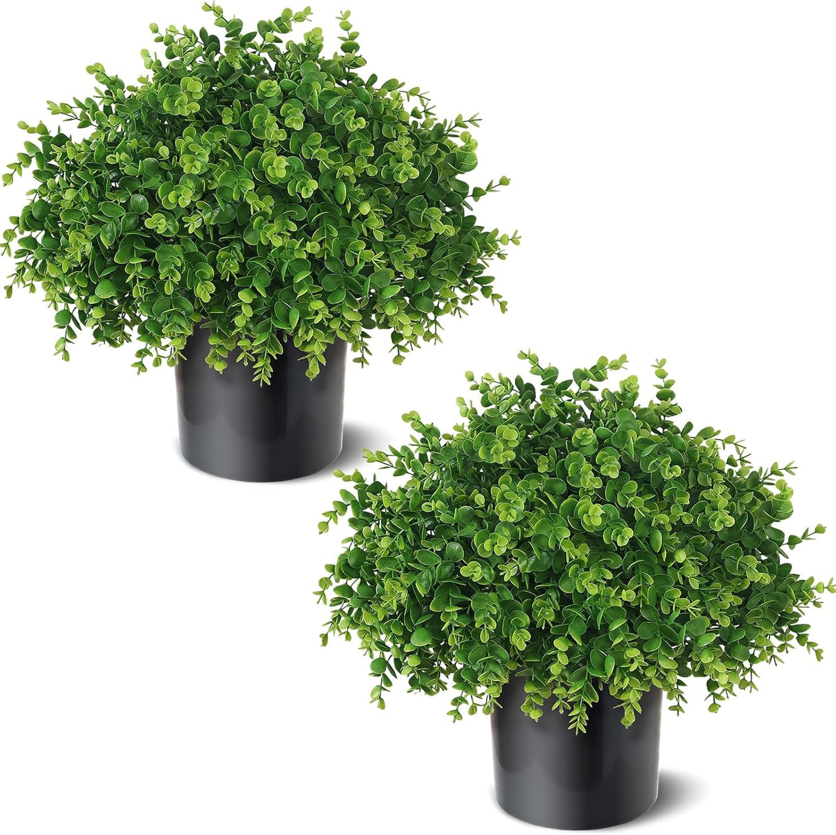 2Set Lifelike Touch Fake Eucalyptus Topiary Ball Trees for Porch(Green)