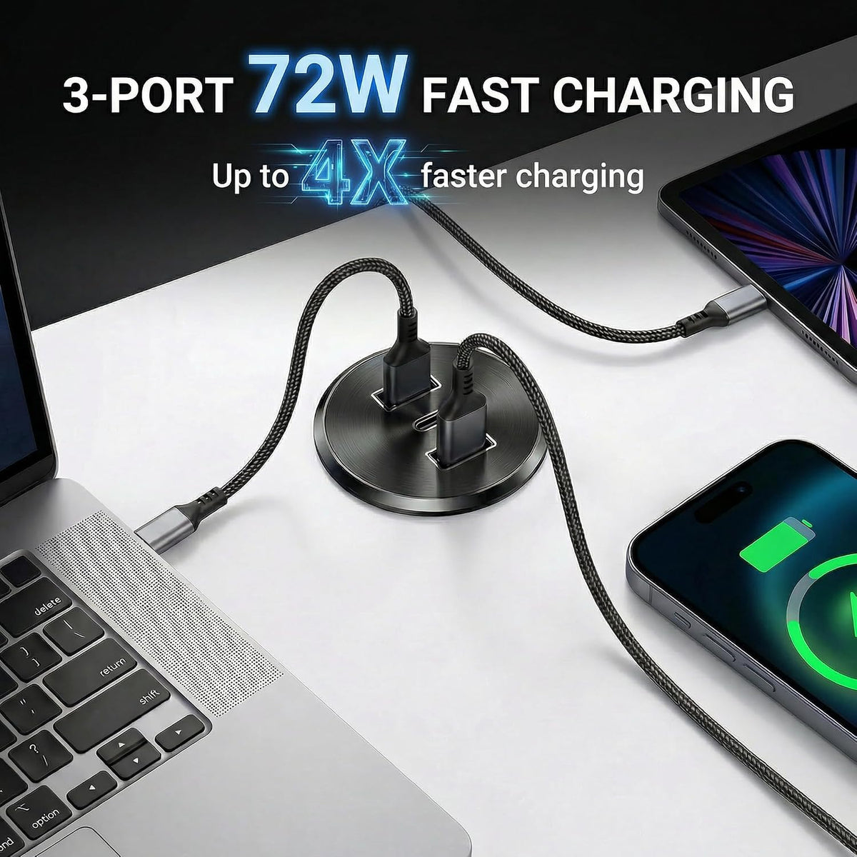 4PCS 72W RV USB Outlet All-Aluminum 12V/24V 3 Ports Recessed Mount