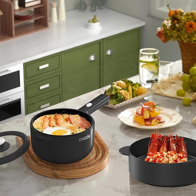 Dezin Electric Cooker, 2L Non-Stick Sauté Pan, Rapid Noodles Cooker, Mini Pot