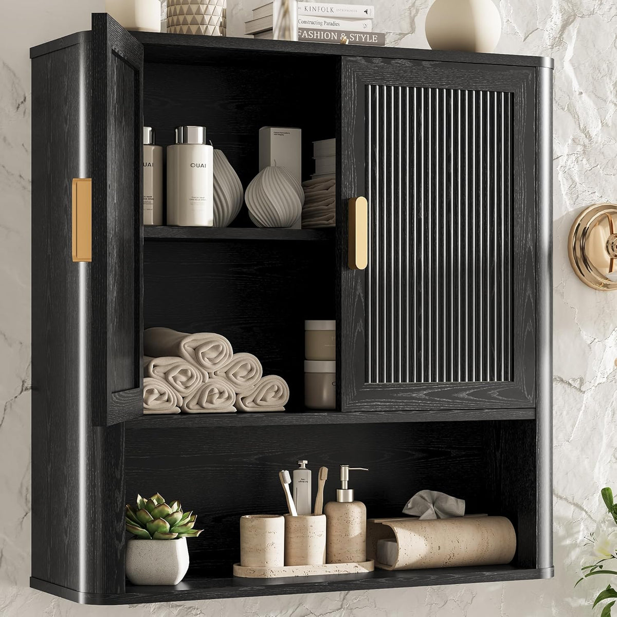 INNOD Bathroom Wall Cabinet, Wall-Mounted Medicine Cabinet with Adjustable Wo...