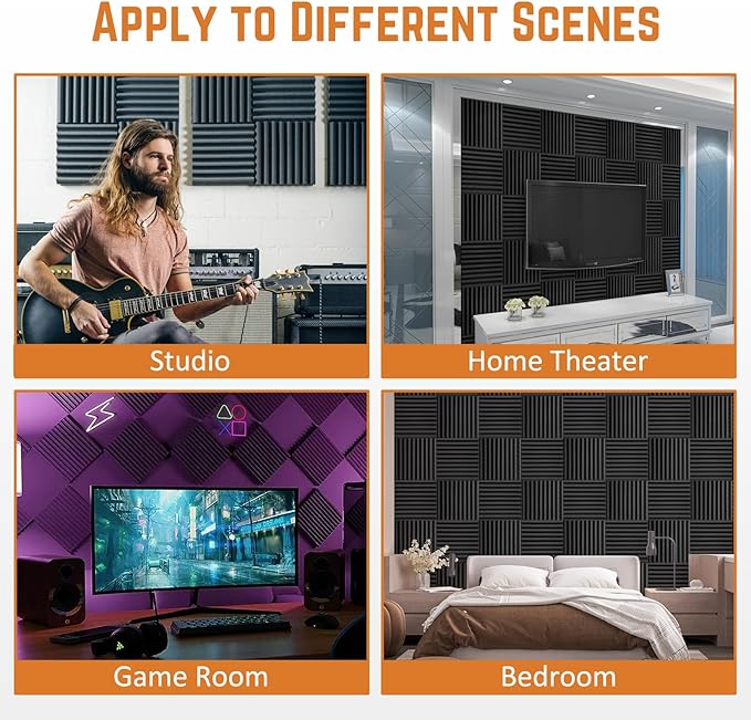 Saiqiang 56 Pack Acoustic Foam Panels, Noise Cancelling Dampening Sound