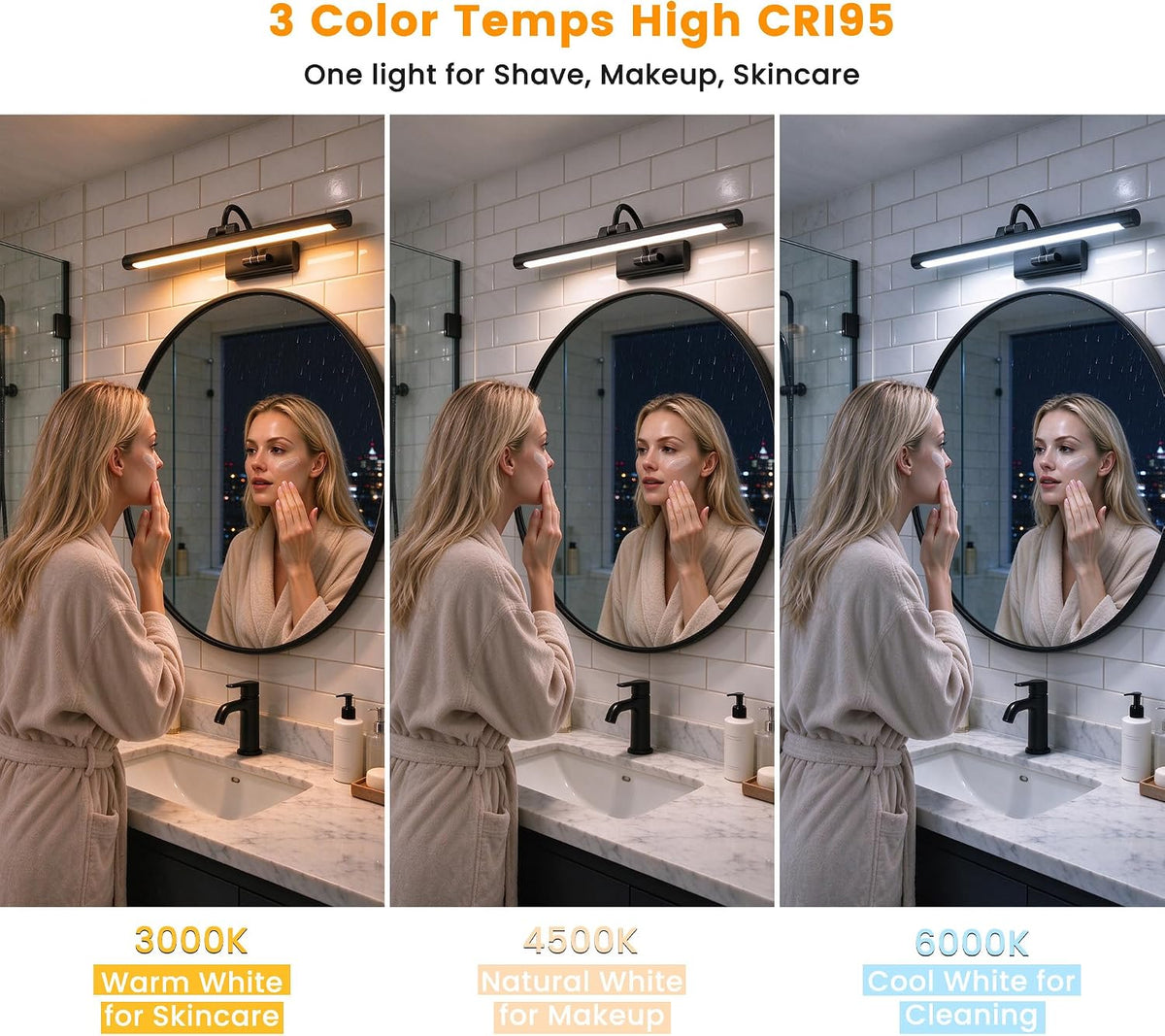 Bathroom Vanity Light Wireless Rechargeable Black 24 inch Black