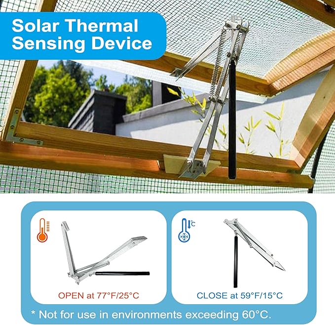 2PCS Greenhouse Window Opener, Auto Vent Opener, Solar Sensitive Automatic Roof
