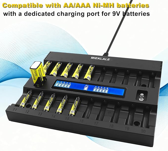 MIEKLALE 20+2 Bay AA AAA Battery Charger