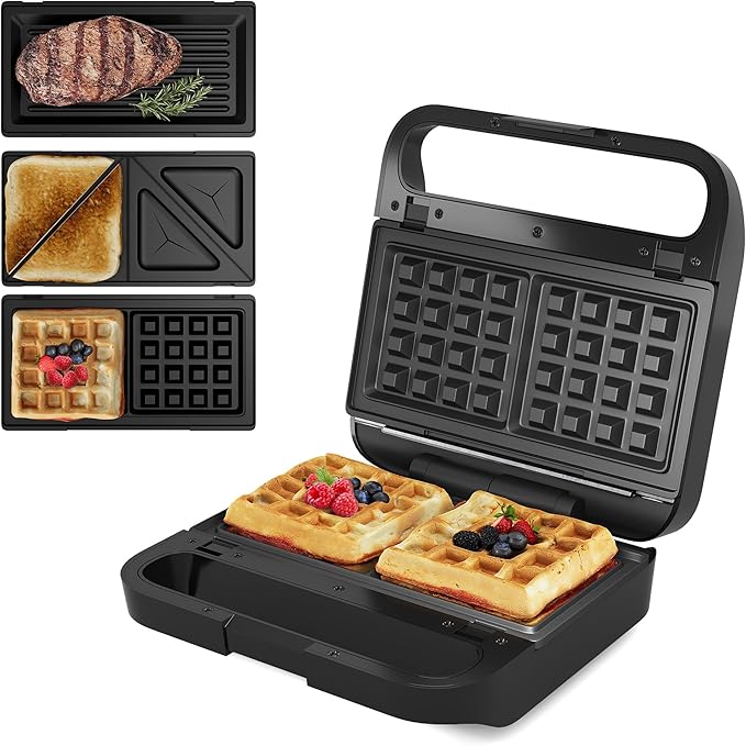 Sunvivi Pro Waffle Maker with Removable Non-stick Plates, Electric Sandwich