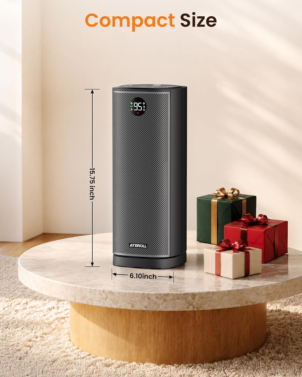 Space Heater with 75° Oscillation Electric Heater for Indoor Use Large Room
