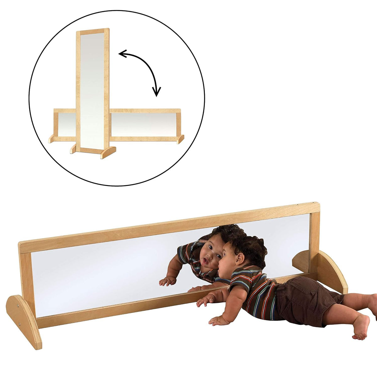ECR4Kids Double-Sided Wooden Bi-Directional Mirror, Montessori, Natural | Dur...