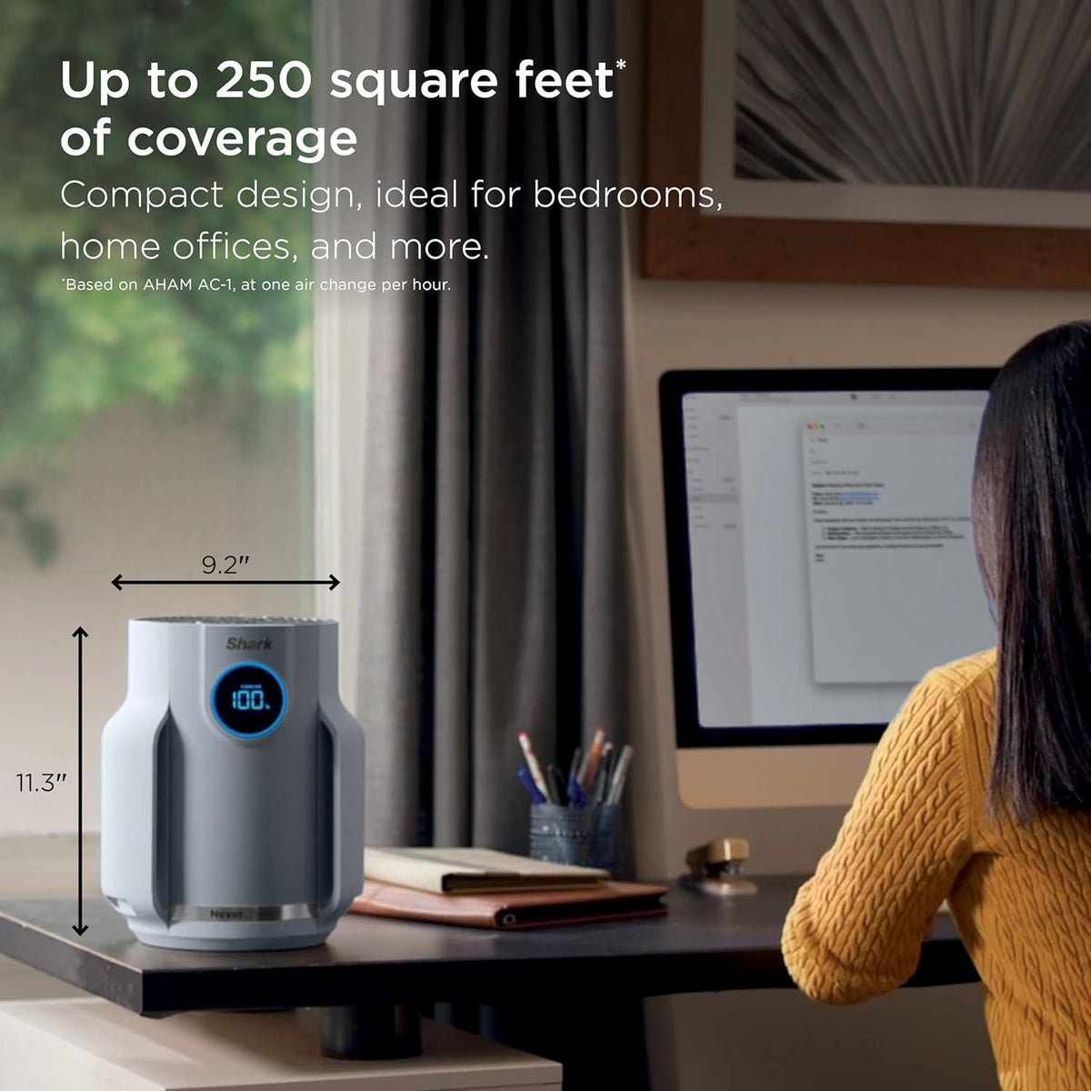 Shark NeverChange Compact Pro Air Purifier, HP071BRN, Winter Fog