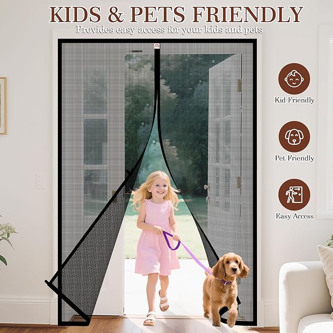 Yotache Reinforced Magnetic Screen Door Fit 48"x84" Doors, Screen S...