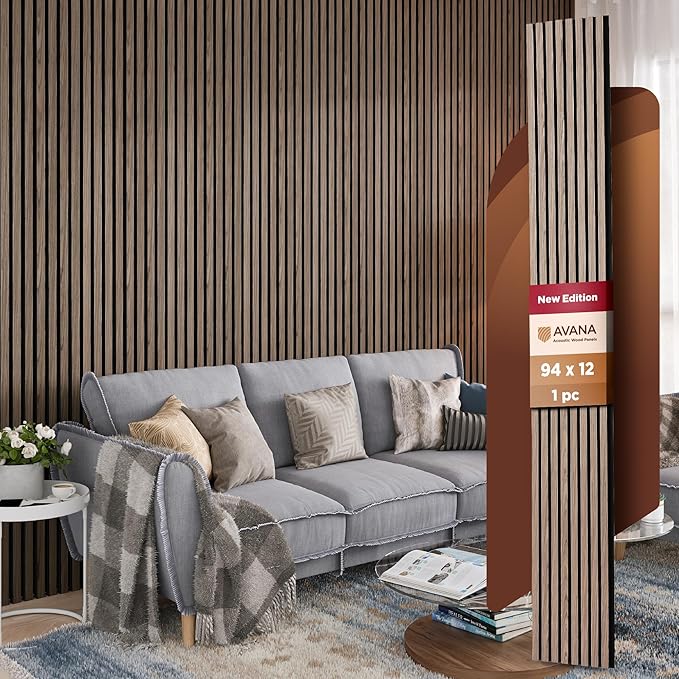 Avana Modern Acoustic Wood Wall Panels – 94.4 X 12.6 Inch Walnut Acoustic