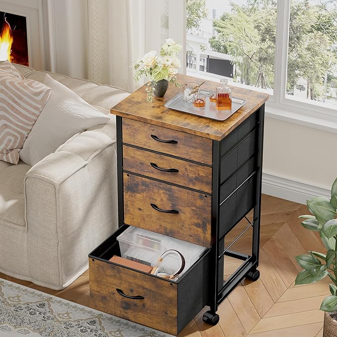 4 Drawers Mobile File Cabinet Vertical Filing Cabinet