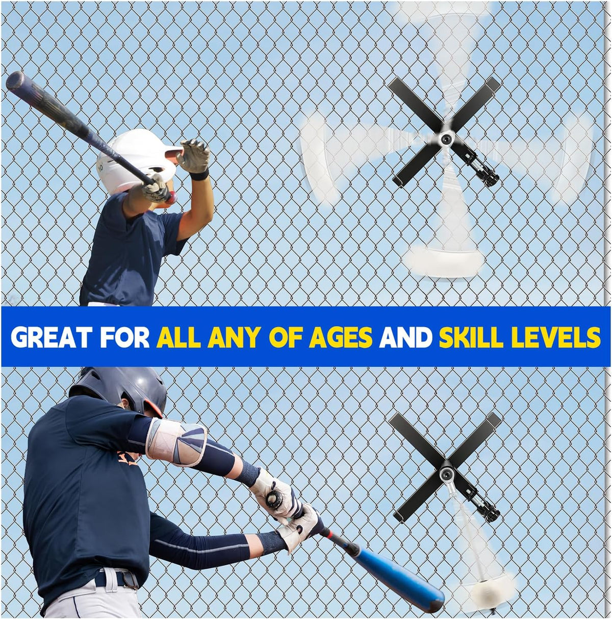 Portable Hitting Trainer with Tethered Ball for Fence Mounting