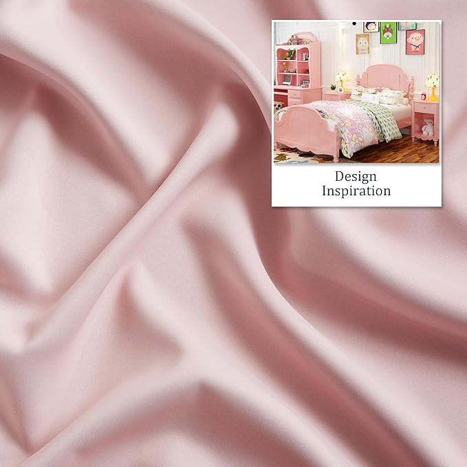 DUALIFE Baby Pink Grommet Room Darkening Curtains 60 x 84 Inches, 2 Panels